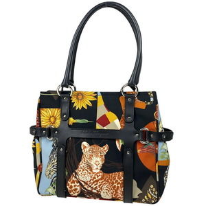 Salvatore Ferragamo handbag animal flower nylon black multicolor
